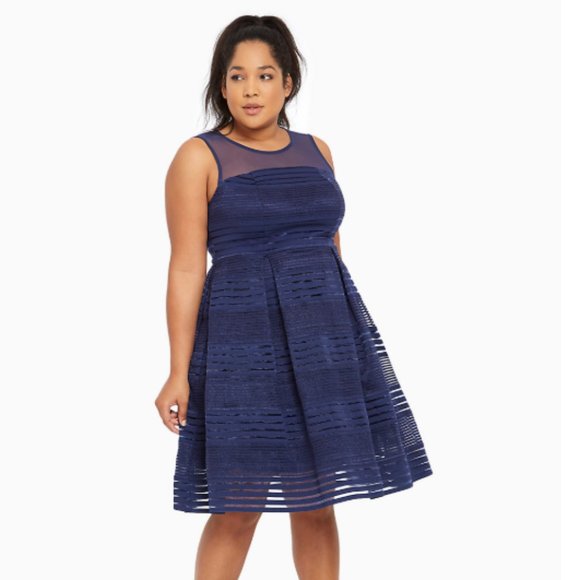 torrid Dresses & Skirts - TORRID NAVY ELASTIC STRIPED SKATER DRESS NWT